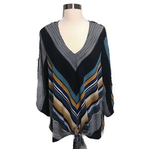 Faith And Joy Blue Stripes Top Slit Sleeve XL Tie
